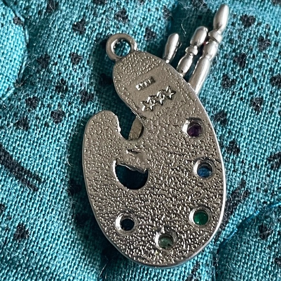 Charm, sterling silver artist palette - Picture 2 of 2